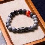 Buddha Stones Tibetan Nine-Eye Dzi Bead Picasso Jasper Positive Bracelet Bracelet BS 4
