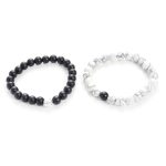 Buddha Stones 2pcs Natural Frosted Stone White Turquoise Bead Couple Bracelet Bracelet BS 5