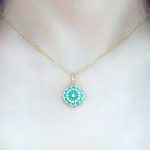 Buddha Stones 925 Sterling Silver Round Turquoise Zircon Protection Strength Necklace Pendant Necklaces & Pendants BS 5