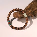 Buddha Stones Rosewood Auspicious Clouds Totem Fu Character Bamboo Pattern Warmth Bracelet Bracelet BS Bamboo Jade(Wrist Circumference 14-16cm)