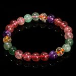 Buddha Stones Natural Multicolored Strawberry Quartz Love Healing Beaded Bracelet Bracelet BS 3