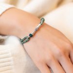 Buddha Stones 925 Sterling Silver Bamboo Reincarnation Knot Luck Protection String Bracelet Bracelet BS 4