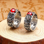 Buddha Stones Genstone PiXiu Feng Shui Frog Vajra Dorje Heart Sutra Wealth Adjustable Ring Ring BS 1