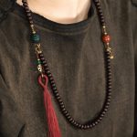 Buddha Stones 108 Mala Beads Natural Tibet Purple Bodhi Seed Auspiciousness Bracelet Mala Bracelet BS 9