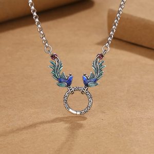 Buddha Stones Phoenix Lotus Flower Luck Protection Necklace Pendant Necklaces & Pendants BS Phoenix(Luck♥Strength)