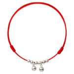 Buddha Stones 925 Sterling Silver Red String Braid Bell Charm Anklet Anklet BS 12