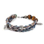 Buddha Stones 925 Sterling Silver Tiger's Eye Colorful Cotton Rope Handmade Willpower Bracelet Bracelet BS 2