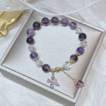 Buddha Stones Natural Amethyst Crystal Spiritual Butterfly Charm Bracelet Bracelet BS 7