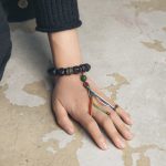 Buddha Stones Tibet Ebony Wood Copper Peace Tassel Wrist Mala Bracelet Wrist Mala BS 10