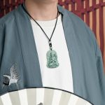 Buddha Stones Four-armed Avalokitesvara Natural Jade Amulet Blessing String Necklace Necklaces & Pendants BS 1