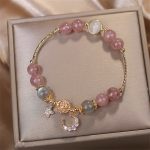 Buddha Stones Strawberry Quartz Moonstone Moon Star Love Bracelet Bracelet BS Strawberry Quartz&Moonstone(Wrist Circumference 16-16.5cm)