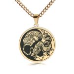 Buddha Stones Tiger Dragon Titanium Steel Chain Necklace Harmony Pendant Necklaces & Pendants BS Gold