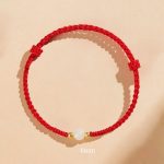 Buddha Stones Handcrafted Round Jade Lucky Bead Prosperity Braided Bracelet Bracelet BS 6mm One Bead Red(Wrist Circumference 14-17cm)