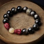 Buddha Stones Gold Sheen Obsidian PiXiu Cinnabar Om Mani Padme Hum Protection Bracelet Bracelet BS Gold Sheen Obsidian (Protection ♥ Relax)