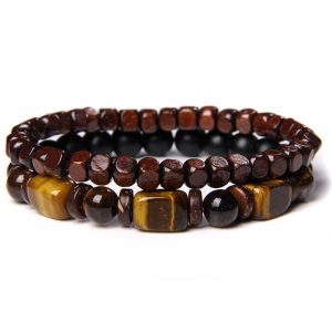 Buddha Stones Tiger Eye Frosted Stone Hematite Courage Bracelet Bracelet BS 1