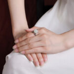 Buddha Stones 925 Sterling Silver Plated Gold Rose Flower Hetian White Jade Happiness Ring Ring BS 11