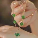Buddha Stones 14k Gold Plated Green Chalcedony Maple Leaf Courage Strength Bracelet Bracelet BS 1