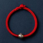 Buddha Stones 925 Sterling Silver Tibet Handmade Om Mani Padme Hum Luck Protection King Kong Knot Braided Bracelet Bracelet BS Simple Version Red 18cm