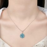 Buddha Stones 925 Sterling Silver Round Turquoise Three Rabbits Balance Necklace Pendant Necklaces & Pendants BS 6