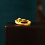 Buddha Stones Auspicious Cloud Pattern Cyan Jade Luck Adjustable Ring Ring BS 3