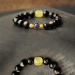 Buddha Stones 925 Sterling Silver Chinese Zodiac Natal Buddha Natural Gold Sheen Obsidian Amber Wealth Protection Bracelet Bracelet BS 16