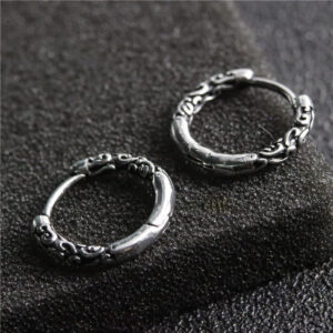 Buddha Stones Viking Celtic Hoop Titanium Steel Balance Earrings Earrings BS Silver