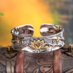 Buddha Stones 925 Sterling Silver Lotus Flower Calm Bracelet Adjustable Bangle Bracelet BS 1