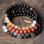 Buddha Stones Black Obsidian Sodalite Crystal Copper Strength Couple Bracelet Bracelet BS 1
