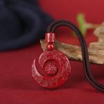 Buddha Stones One's Luck Improves Design Patern Natural Cinnabar Concentration Necklace Pendant Necklaces & Pendants BS Coffee Rope One's Luck Improves Design Bead High Content Cinnabar