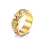 Buddha Stones Dragon Titanium Steel Stimulation Rotatable Ring (Extra 30% Off | USE CODE: FS30) Ring BS Gold US7