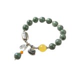 Buddha Stones 925 Sterling Silver Cyan Jade Amber Success Bracelet Bracelet BS 9