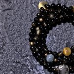 Buddha Stones 108 Mala Beads Gold Sheen Obsidian Tiger Eye Eagle's Eye Stone Wealth Bracelet Mala Bracelet BS 22