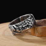 Buddha Stones Guan Gong Auspicious Clouds Amulet Wealth Ring Ring BS 1