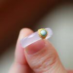 Buddha Stones White Agate Cyan Jade Turquoise Red Agate Luck Protection Ring Rings BS 8