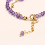 Buddha Stones 14K Gold Plated Amethyst Crystal Healing Double Layer Chain Bracelet Bracelet BS 3