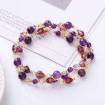 Buddha Stones Natural Tourmaline Strawberry Quartz Amethyst Peace Wisdom Double Wrap Bracelet Bracelet BS Amethyst(Spiritual Awareness♥Inner Peace)
