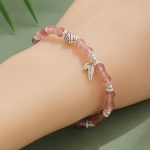 Buddha Stones Peridot White Jade Strawberry Quartz Green Aventurine Bamboo Fu Character Luck Bracelet 12