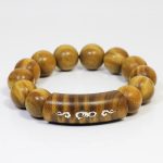 Buddha Stones 999 Sterling Silver Green Sandalwood Om Mani Padme Hum Dragon Phoenix Dharmachakra Inlaid Peace Bracelet Bracelet BS 10