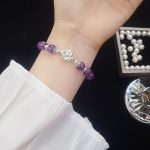 Buddha Stones 925 Sterling Silver Natural Amethyst Lotus Spiritual Bracelet Bracelet BS 2