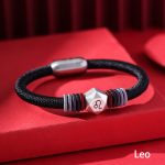 Buddha Stones 999 Sterling Silver 12 Constellations of the Zodiac Blessing Handmade String Bracelet Bracelet BS Leo