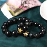 Buddha Stones Rainbow Obsidian Om Mani Padme Hum Swastika Positive Bracelet Bracelet BS 14
