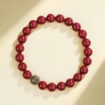 Buddha Stones 925 Sterling Silver Natural Cinnabar Four Beasts Blessing Bracelet Bracelet BS 8mm Black Turtle(Wrist Circumference 14-16cm)