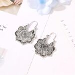 Buddha Stones Tibetan Lotus Engraving Copper Blessing Drop Earrings Earrings BS 6