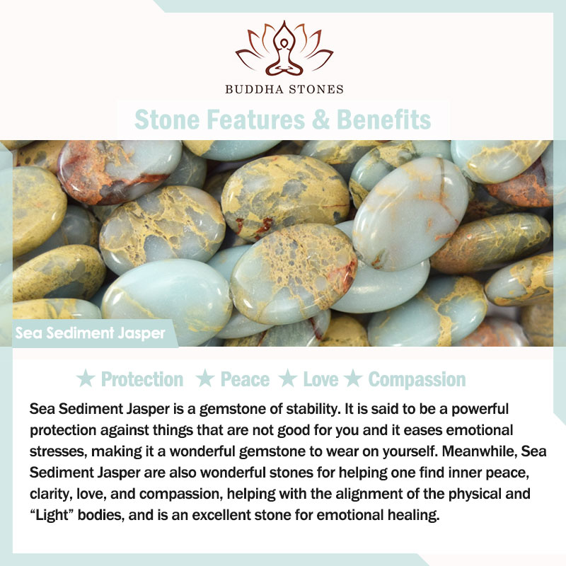 Buddha Stones 108 Mala Beads Natural Stone Sea Sediment Jasper Lotus Protection Bracelet Mala Bracelet BS 1