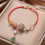Buddha Stones Moonstone Sunstone Beads Peace Buckle Charm Healing Bracelet Bracelet BS 3