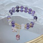 Buddha Stones Natural Amethyst Crystal Spiritual Butterfly Charm Bracelet Bracelet BS 3
