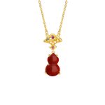 Buddha Stones 925 Sterling Silver Red Agate Gourd Auspicious Clouds Confidence Bracelet Necklace Pendant Earrings Set Bracelet Necklaces & Pendants BS 7