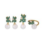 Buddha Stones White Jade 925 Sterling Silver Pearl Flower Blessing Necklace Pendant Ring Earrings Bracelet Necklaces & Pendants BS 17