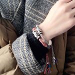 Buddha Stones Tibetan 925 Sterling Silver Om Mani Padme Hum Handmade Dzi Bead Protection Braid Bracelet Bracelet BS 8