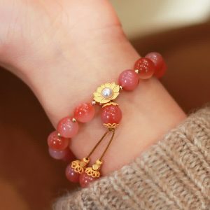 Buddha Stones 925 Sterling Silver Yanyuan Agate Lotus Flower Enlightenment Bracelet Bracelet BS Yanyuan Agate